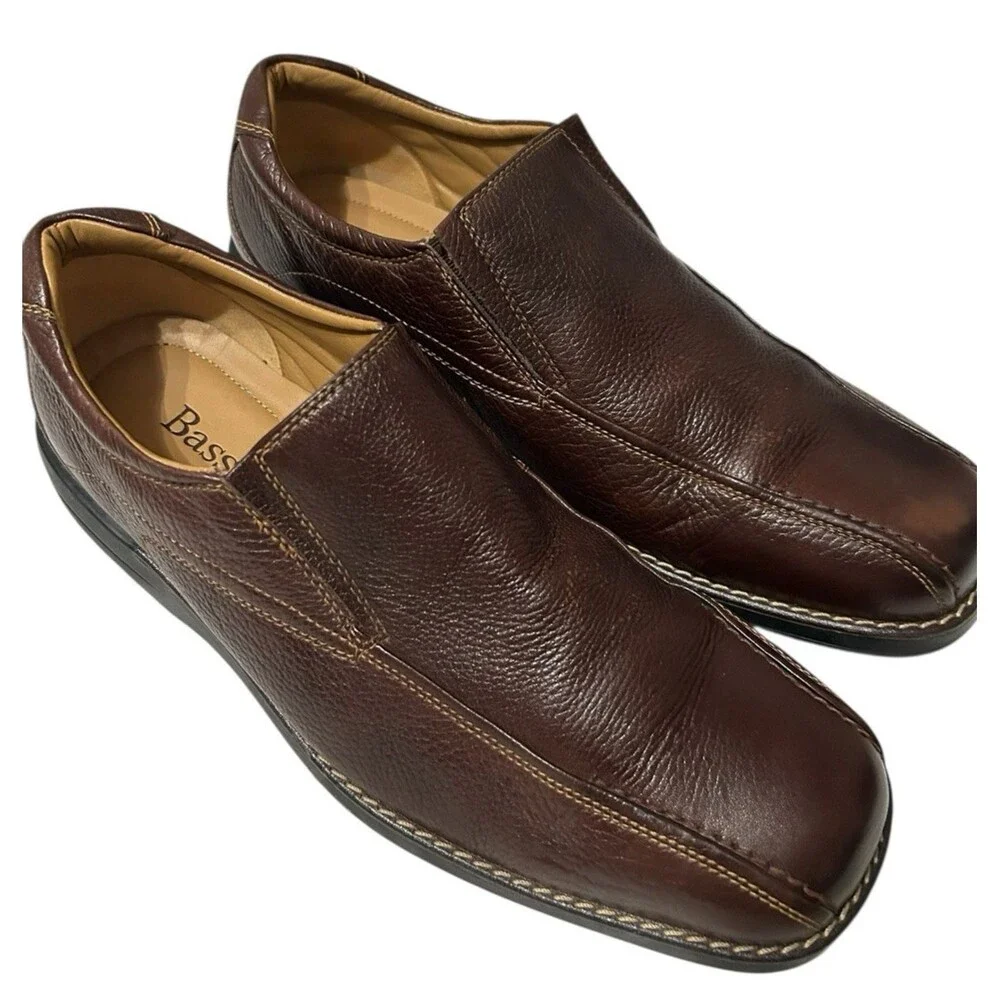 BASS JK Brown Leather Loafers Cushion Casual Shoes Mens 1338-200  US 11.5 M